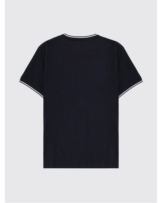 Fred Perry Blue Cotton T-Shirt With Logo for men