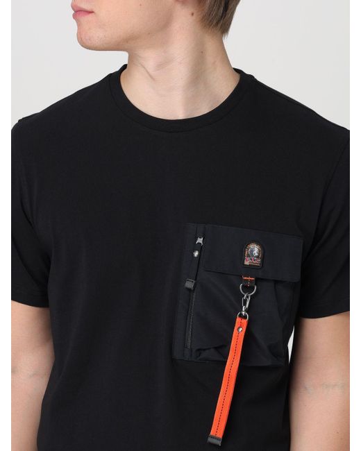 T-shirt in cotone con tasca di Parajumpers in Black da Uomo
