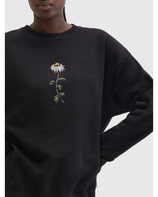 MACCAPANI Blue Cotton Sweatshirt With Floral Print