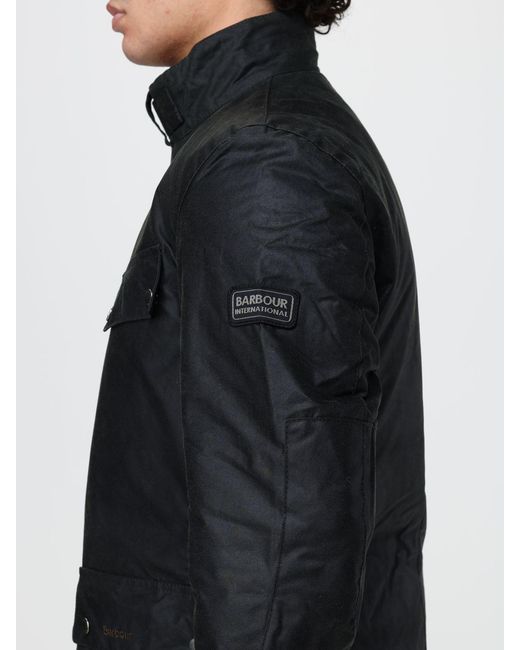 Barbour Blue Duke High Neck Waxed Cotton Jacket With Patch Pockets for men