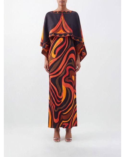Emilio Pucci Red Printed Silk Long Dress