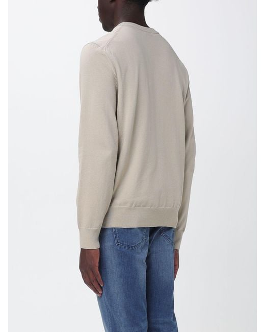 Boss Blue V-Neck Cotton Jumper With Long Sleeves And Ribbed Cuffs And Hem for men
