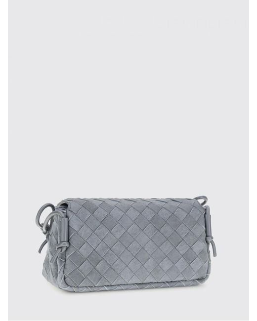 Bottega Veneta Gray Notturno Woven Suede Bag