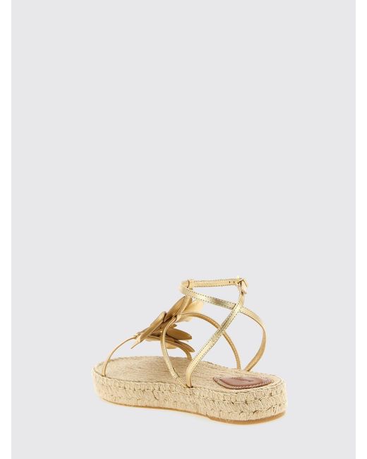Zimmermann Natural Orchid Laminated Leather Wedge Sandal With Floral Applications