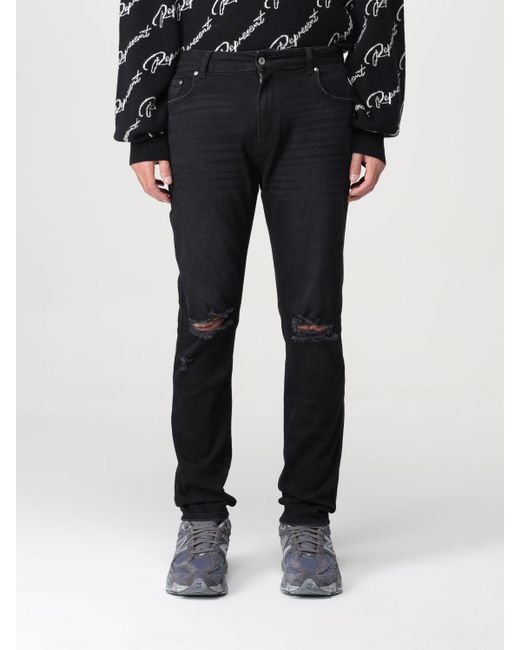 Jeans in denim stretch di Represent in Black da Uomo