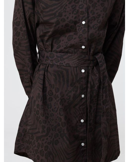 Pinko Black Printed Stretch Cotton Chemisier Dress