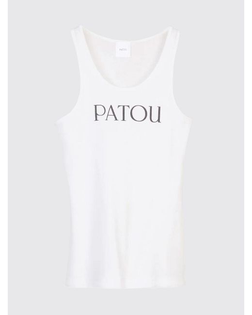 Patou White Basic Cotton Tank Top With Logo