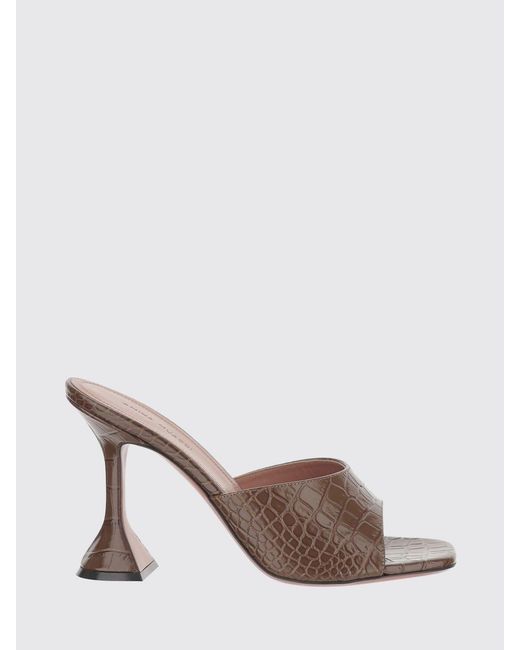 AMINA MUADDI Brown Lupita Croc-Print Leather Mules