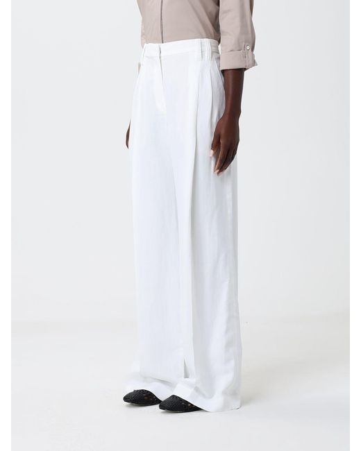 Brunello Cucinelli White Linen Blend Palazzo Trousers