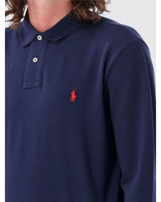 Polo Ralph Lauren Blue Basic Cotton Polo Shirt With Pony Logo for men
