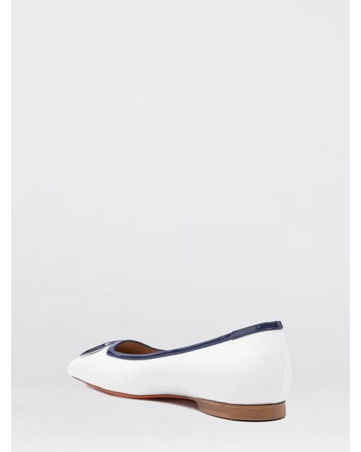 Santoni White Leather Ballerinas