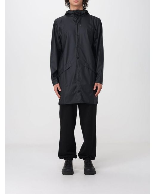 Rains Black Knee-Length Hooded Raincoat for men