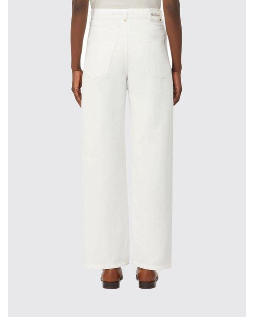 Max Mara White Cotton And Linen Trousers