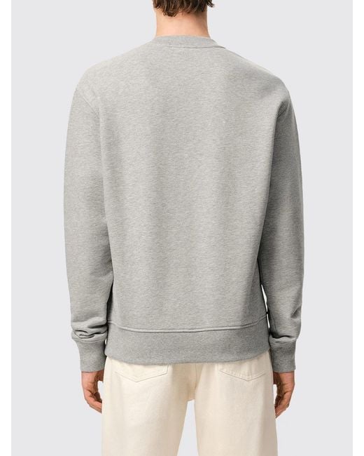 AMI Gray Cotton Crew-Neck Sweatshirt With Logo for men