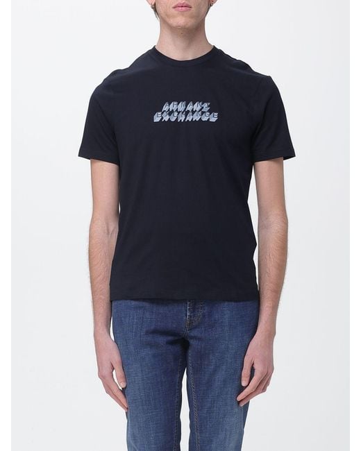 ARMANI EXCHANGE Blue Crew Neck T-Shirt With Logo for men