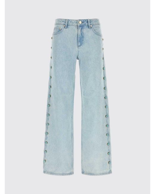 Cult Gaia Blue Elphie Mid-Rise Wide-Leg Jeans