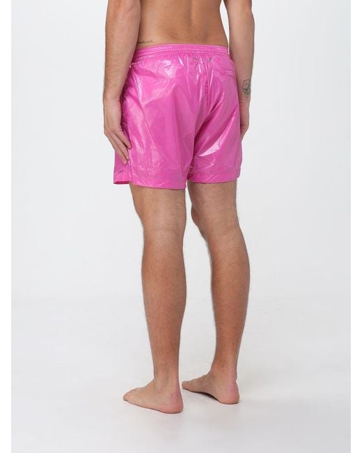 NOM Pink Polyamide Swim Shorts With Elasticated Waist And Printed Logo for men