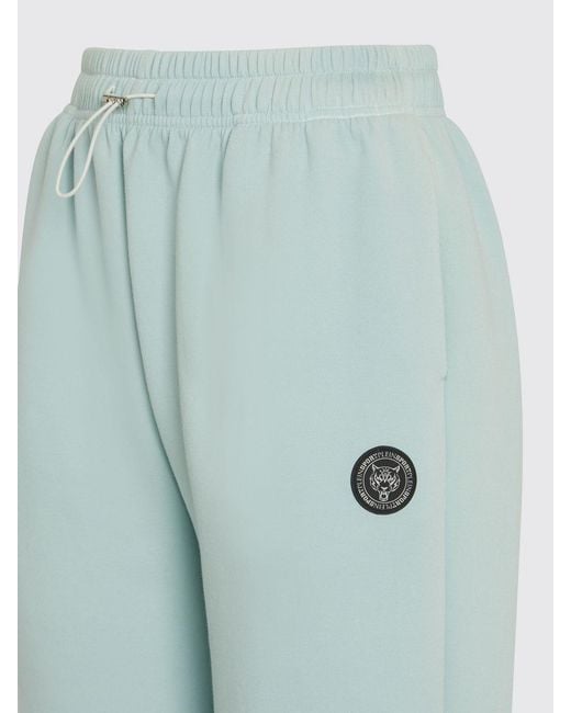 Philipp Plein Blue Abstract Print Jersey Jogging Trousers With Mid-Rise Waist