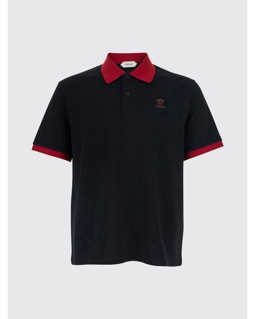 Versace Black Medusa Logo Cotton Polo Shirt for men