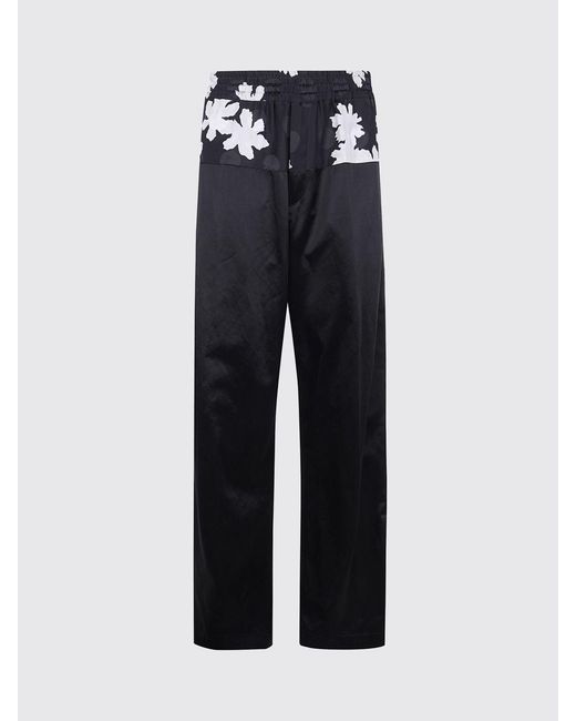 Dries Van Noten Blue Floral Cotton Blend Palazzo Trousers for men