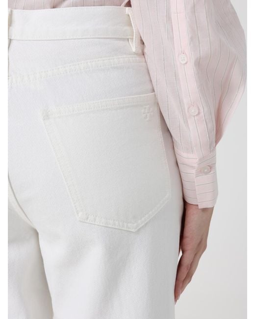 Tory Burch White Denim Cropped Fit Jeans