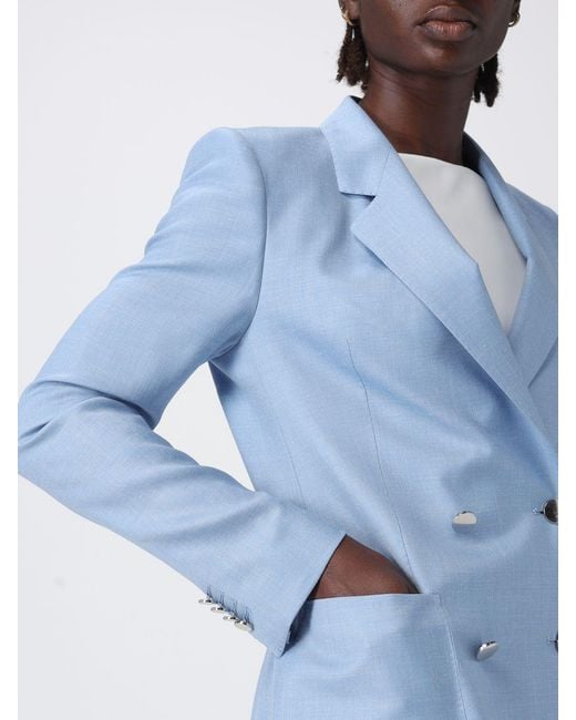 Tagliatore Blue Double-Breasted Wool Silk And Linen Blazer