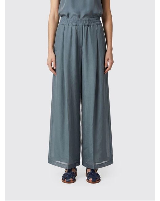 Brunello Cucinelli Blue Cotton Palazzo Trousers