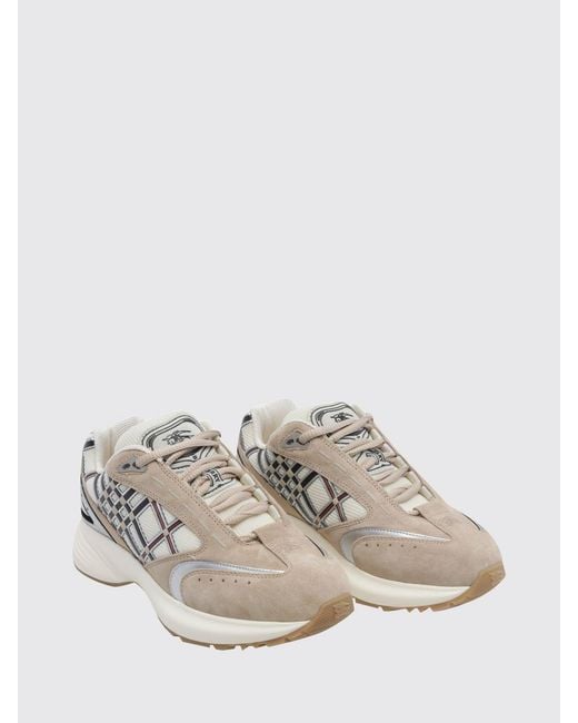 Burberry White Eclipse Suede And Fabric Check Low-Top Sneakers