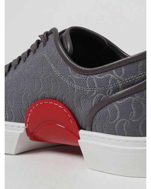 Sneakers in cotone con logo jacquard di Christian Louboutin in Gray da Uomo