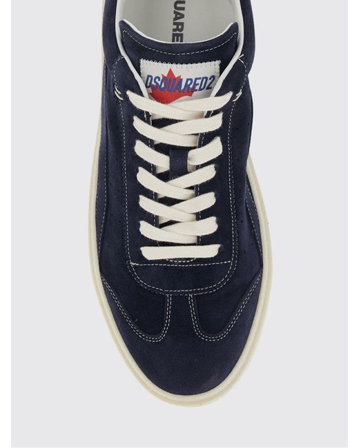 DSquared² Blue Suede Calfskin Low-Top Sneakers With Side Logo