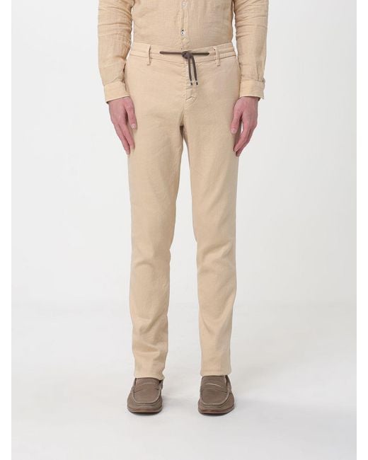 Mason's Natural Linen And Cotton Blend Drawstring Trousers for men