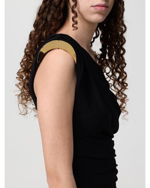 Elisabetta Franchi Black Crêpe Jersey Asymmetric Dress