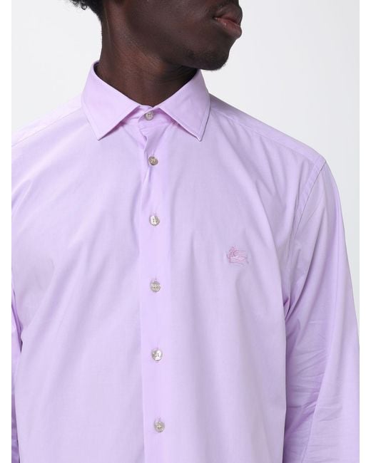 Etro Purple Classic Stretch Cotton Shirt for men