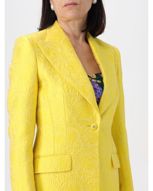 Blazer in misto cotone e seta di Dolce & Gabbana in Yellow
