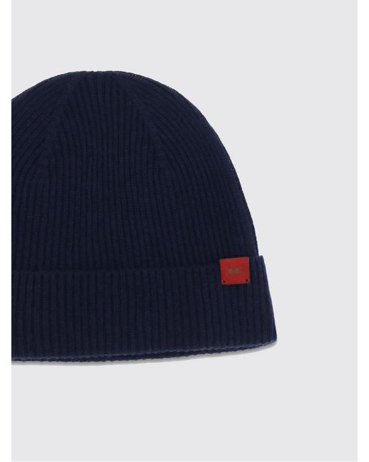 Kiton Gerippte Woll-Beanie Mit Umschlag Und Appliziertem Logo in Blue für Herren