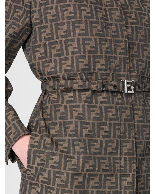 Fendi Gray Ff Jacquard Cotton And Leather Overshirt