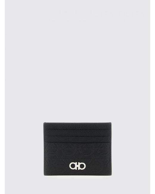 Ferragamo White Travel Grained Leather Card Holder for men