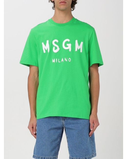 T-shirt in jersey di MSGM in Green da Uomo
