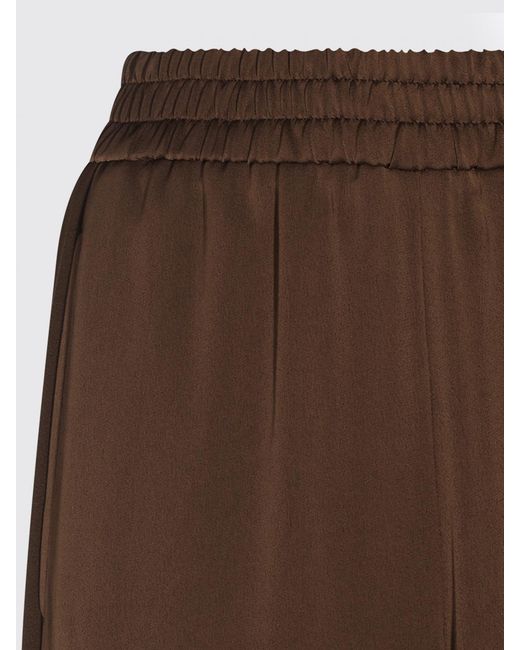 Twinset Brown High-Waisted Straight-Leg Satin Trousers