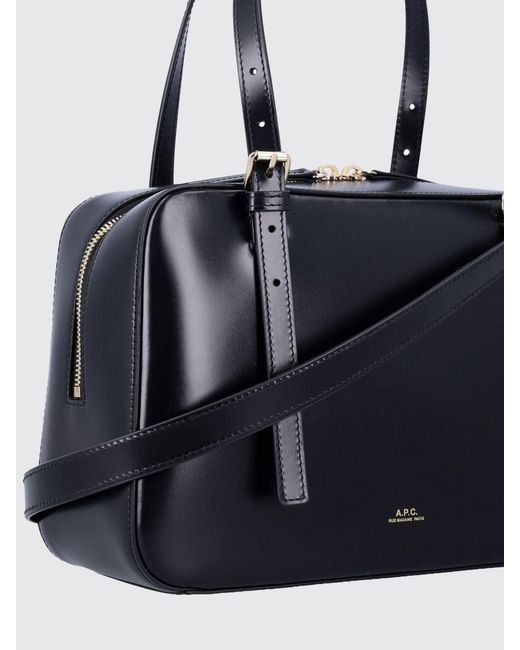 A.P.C. Black Virginie Box Leather Bag