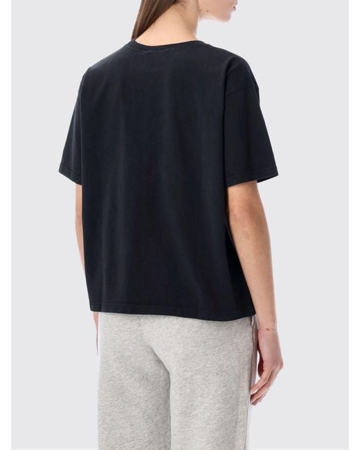 American Vintage Black Short-Sleeve Cotton T-Shirt With Dropped Shoulders