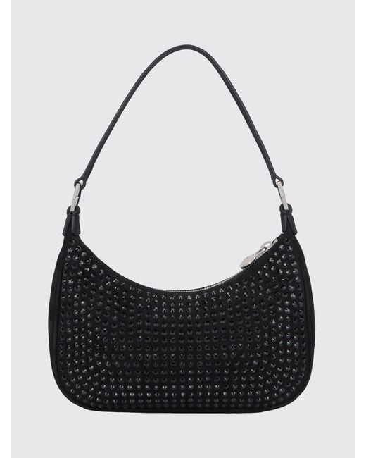 Philipp Plein Black All Over Rhinestone Suede Bag