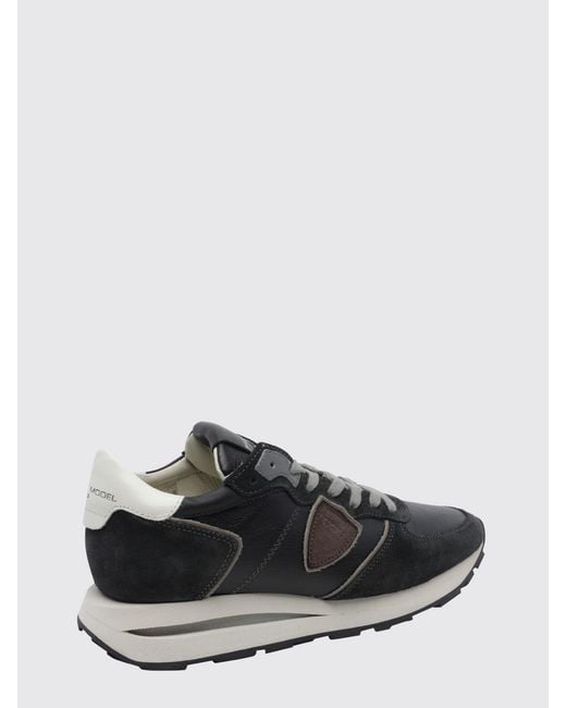 Philippe Model Black Tropez Haute Suede Low-Top Sneakers With Serrated Sole for men