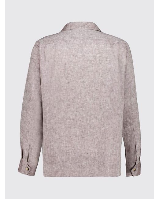 Brunello Cucinelli Pink Linen Casual Shirt for men