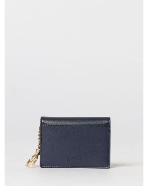 Ganni White Recycled Leather Wallet With Teddy Print