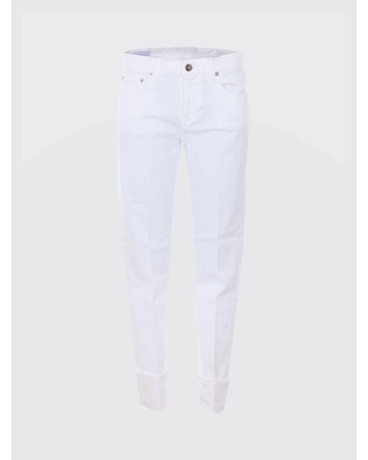 Jeans Cropped Fit De Denim Elástico Dondup de color White