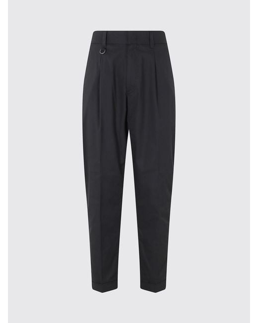 Paolo Pecora Black Slim Fit Cotton Chino Pants With Slant Pockets for men
