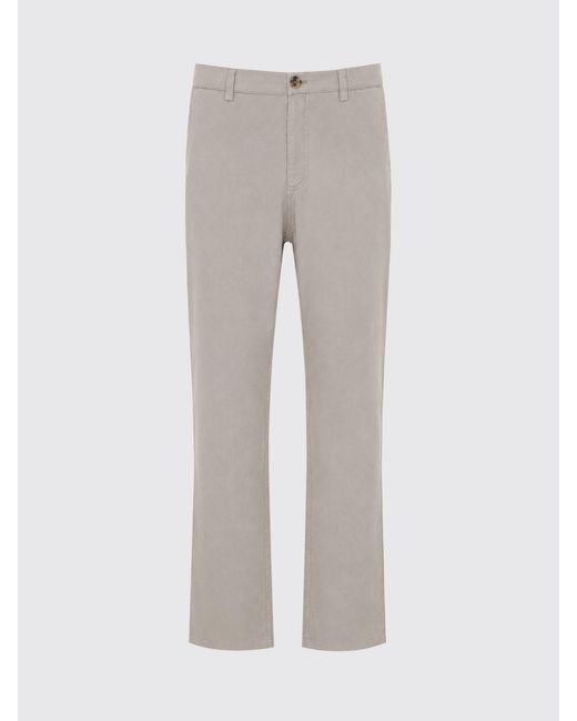 Brunello Cucinelli Gray Slim Fit Stretch Cotton Chino Trousers With America Pockets for men