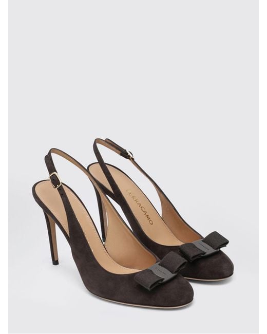 Ferragamo Multicolor Suede Slingback Pumps With Vara Bow