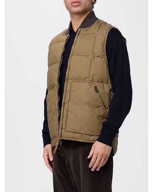 Filson Brown Heritage Quilted Padded Bomber Vest With Embroidered Logo for men